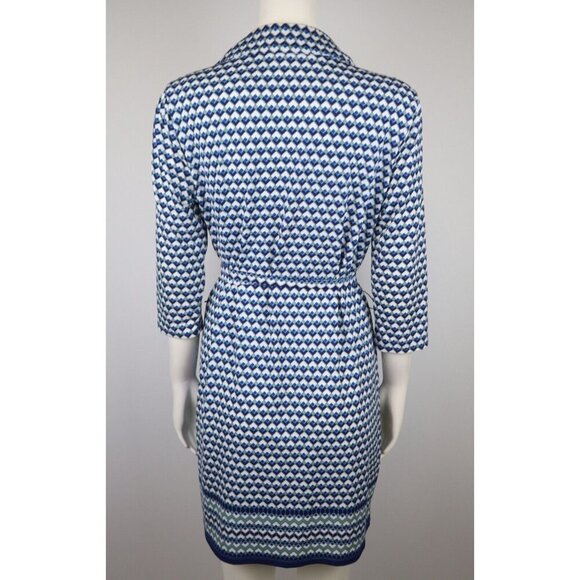 MAX EDITION - WOMEN'S BLUE PRINT BELTED SHIRT DRESS - SIZE PM - Picture 5 of 6